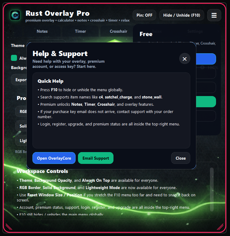 Rust Overlay Pro help and support preview