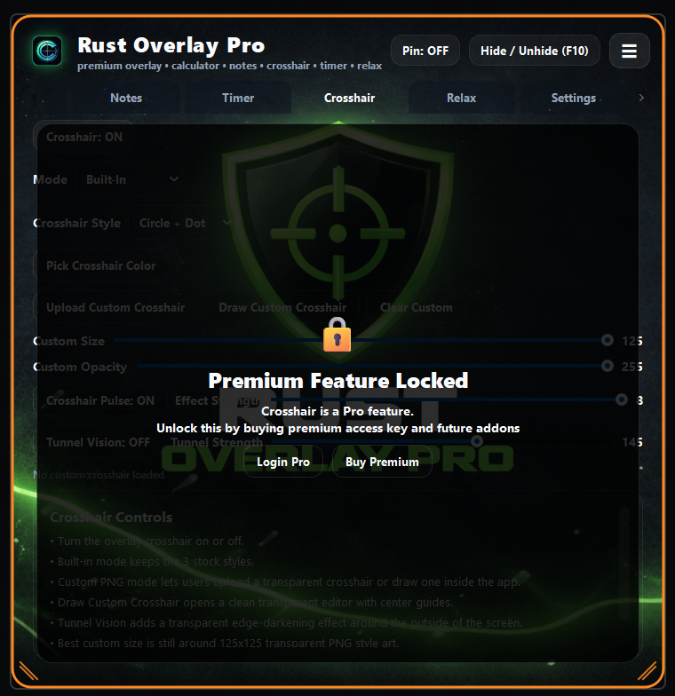 Rust Overlay Pro locked premium preview